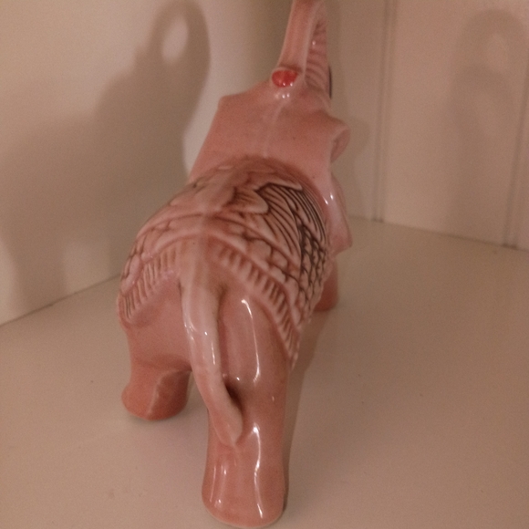 Vintage Ceramic Pink Ceramic Elephant Decor - Picture 3 of 4